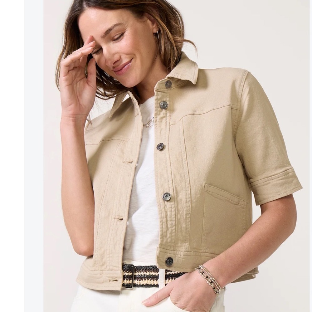 KUT FROM THE KLOTH Piper Short Sleeve Jacket Mushroom XL New With Tags